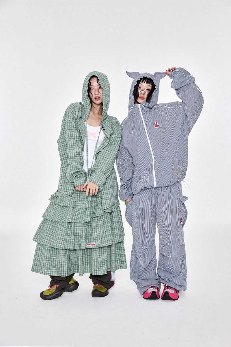 チェックフーディシャツ Green