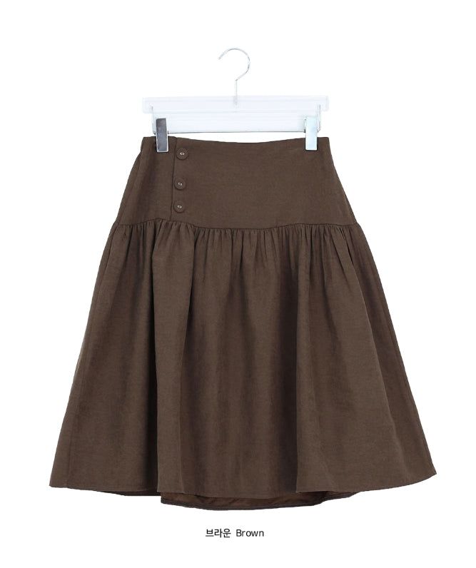 Lucier Button Pintuck Flare Midi Skirt