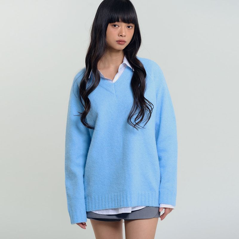 RAVEROUS（レイバロス）の「Soft Brushed V-Neck Knit Sky Blue（Tops）」
