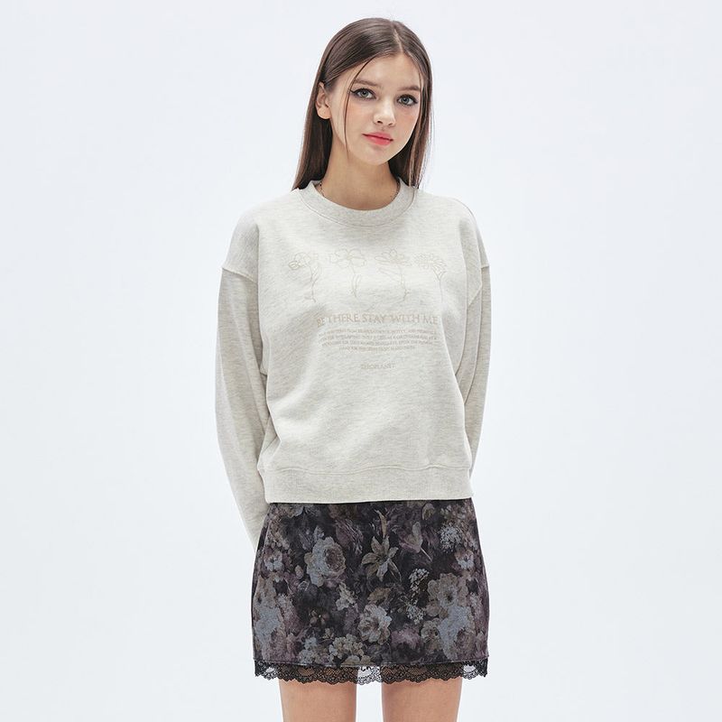 フラワーハンドグランピックスウェット/Flower Hand Graphic Sweatshirt [OATMEAL]