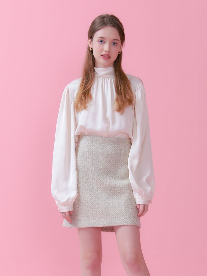 BLAIR TWEED MINI SKIRT_BEIGE