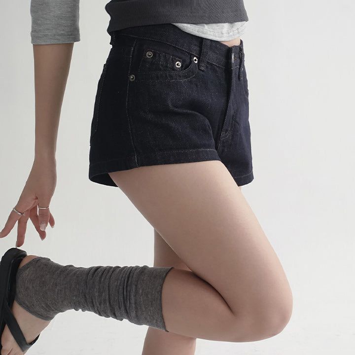 [made/4size] [Cabin] Non-Fade Raw Denim Micro Shorts -2color