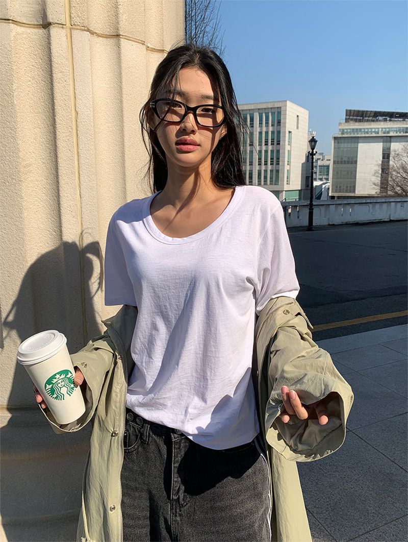 AIR U-NECK LOOSE TEE (5C)