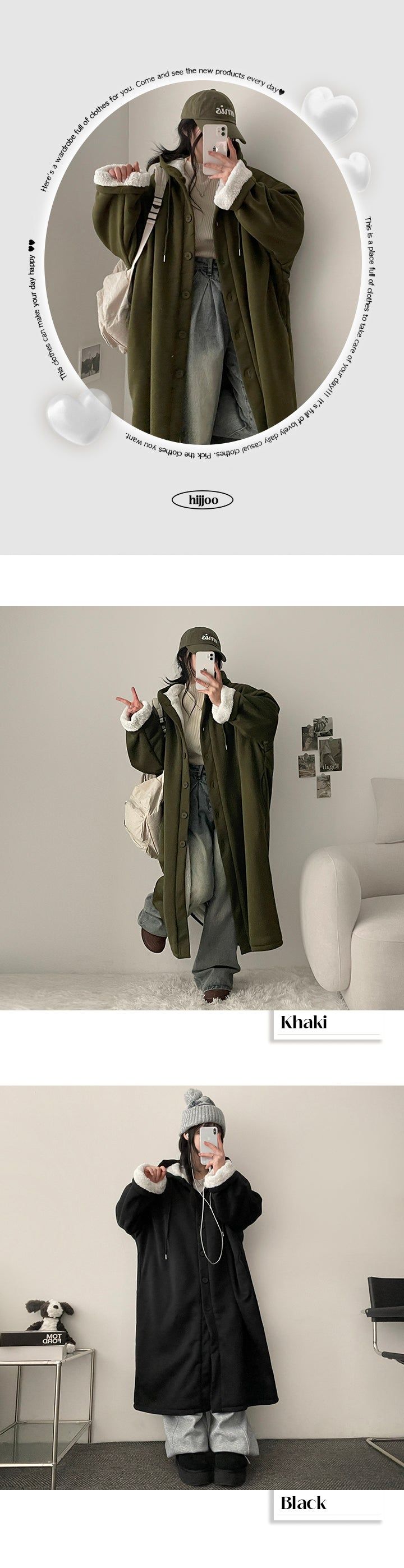 Jeanne Fur Wool Lining Big Boxy Hooded Coat
