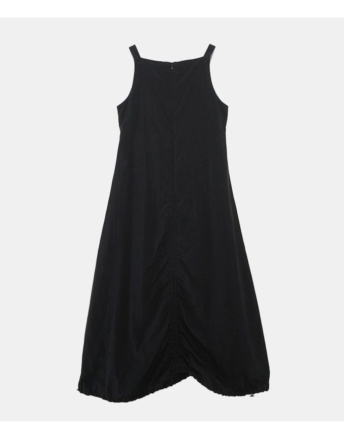 String Shirring Balloon Long Dress
