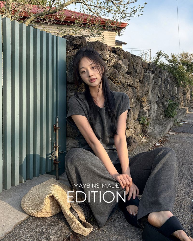 [MADE] Back‑slit T‑shirt & pants set