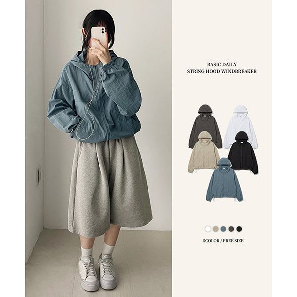 hijjoo（ハイチュー）の「Windbreaker 🤍 Barlock String Hood Zip-Up Jumper（Jackets/Outerwear）」