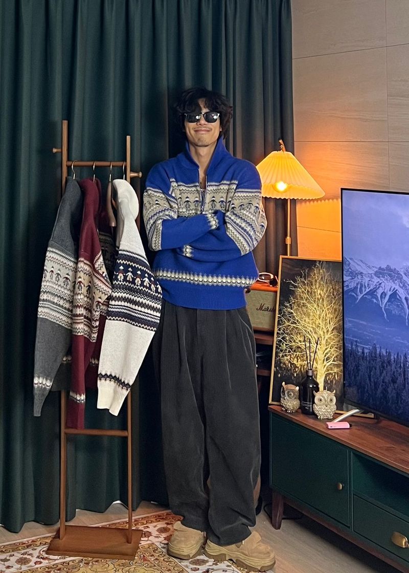 サンタクロースウールニットハーフジップ 4カラー