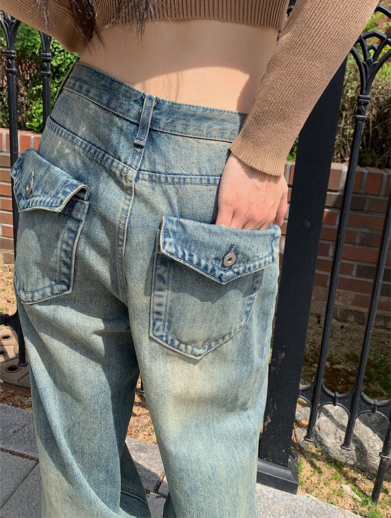 BACK POCKET WIDE JEANS