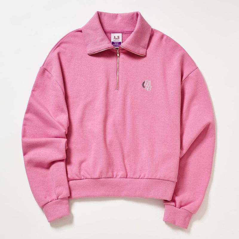 SMALL LOGO HALF ZIPUP SWEATSHIRT_PINK