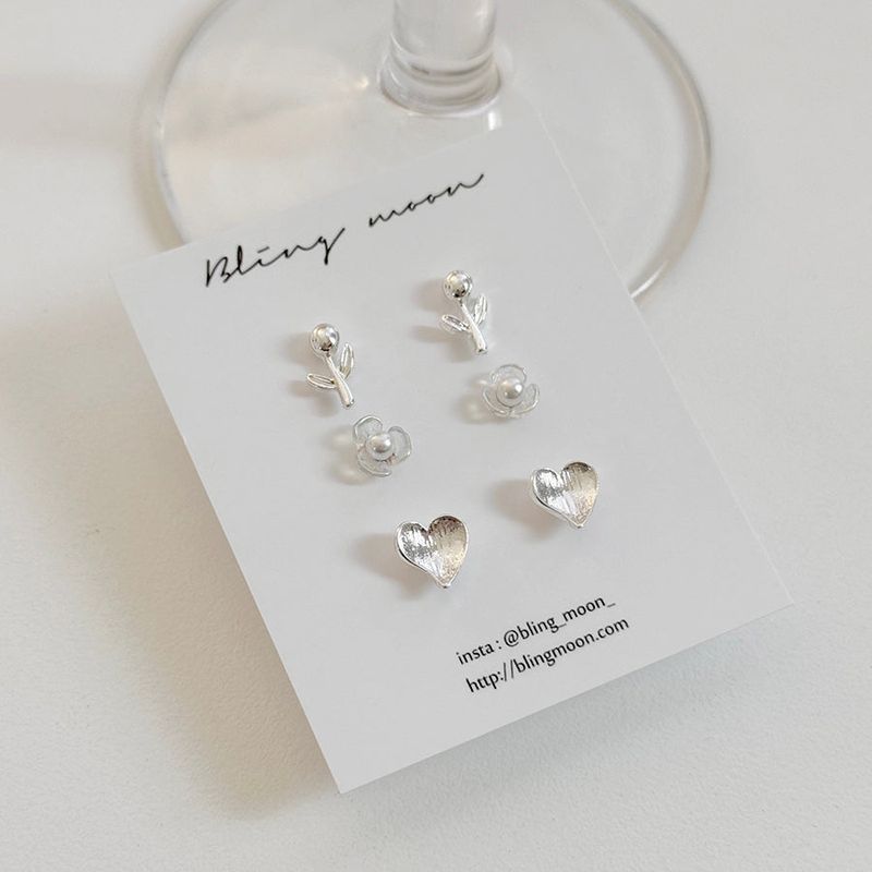 Blingmoon（ブリングムーン）の「[3 set] フラワー ハート イヤリング セット（アクセサリー）」