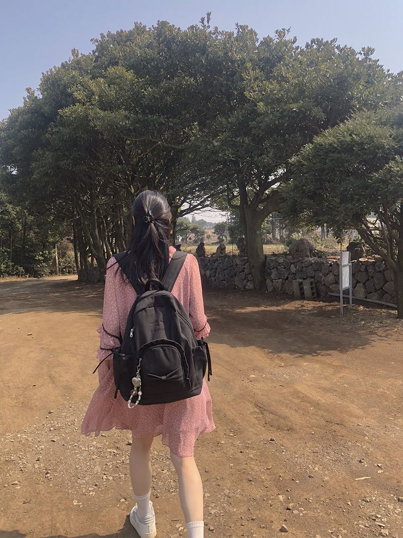 Ruffle ribbon backpack_vintage black