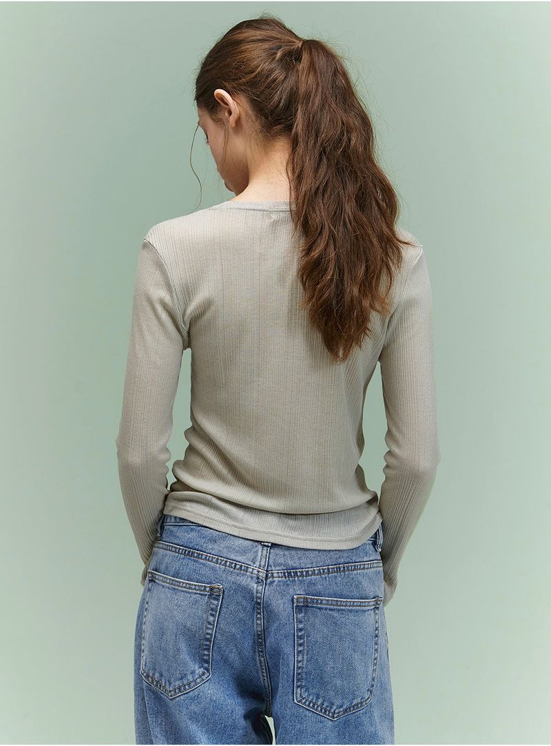 SLIP SHEER WAVE LONGSLEEVE [OLIVE]