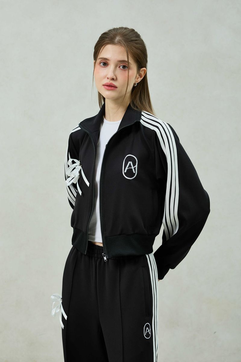 RIBBON JERSEY TRACK TOP / BLACK