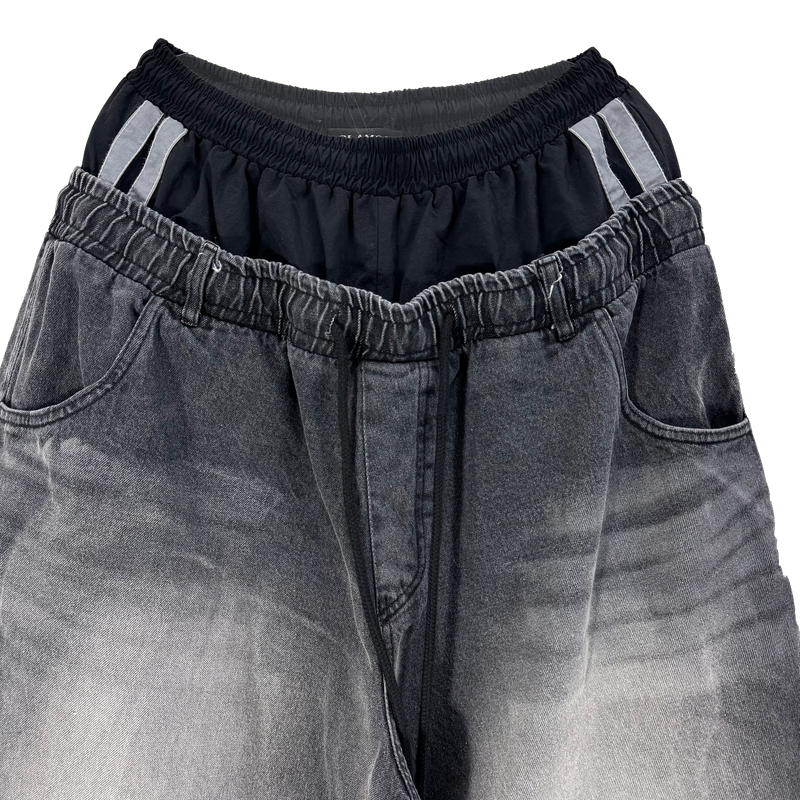 double waist denim pants