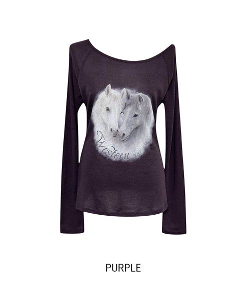 Pony Printing One Shoulder Long Sleeve
