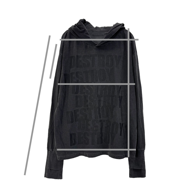destroy hand hooded long sleeve