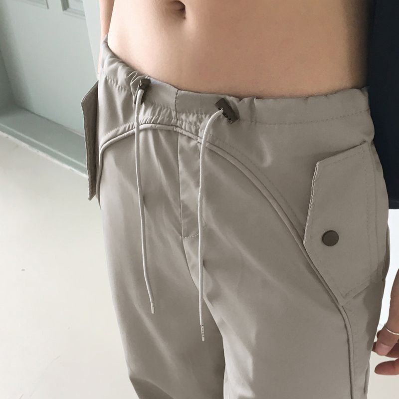 Ronber Pocket String Slit Wide Two-Way Pants