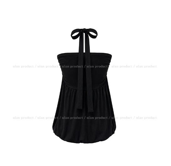 Pair Shirred Strap Halter Top
