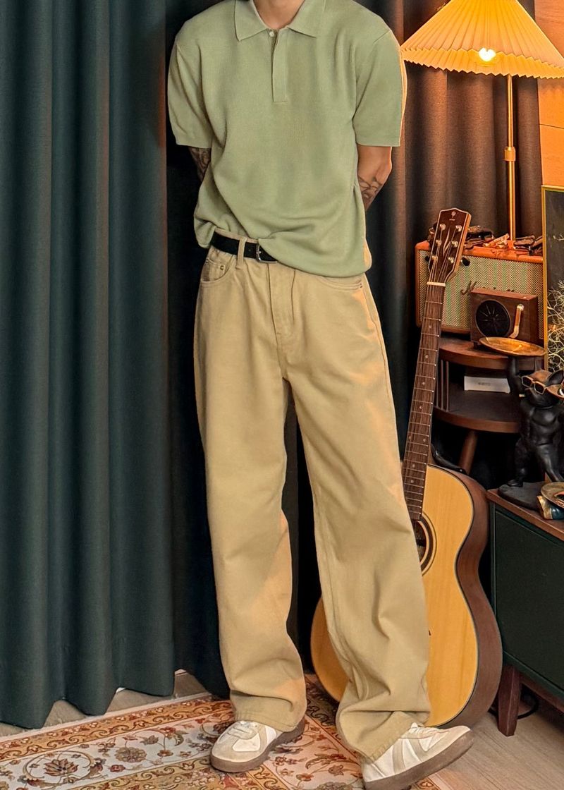 Semi-wide cotton pants 5COLOR