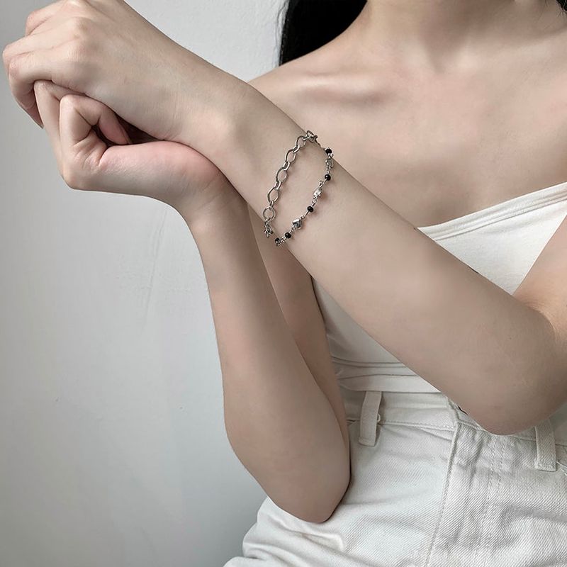Layered heart chain bracelet