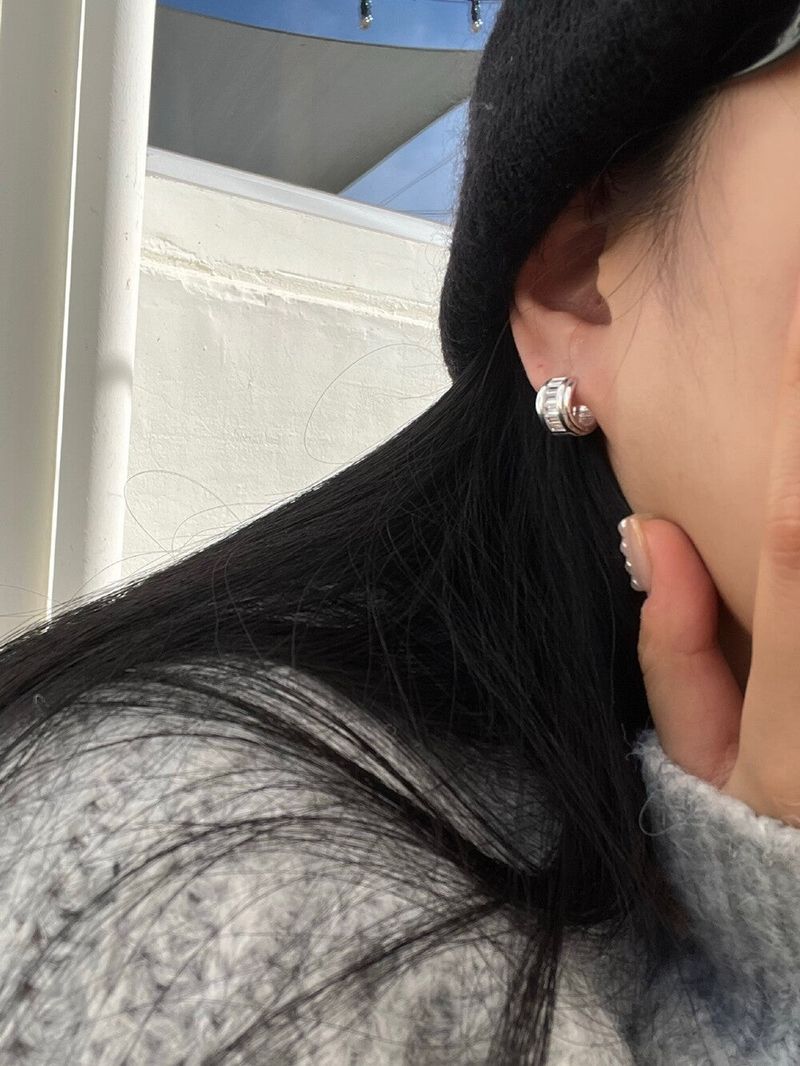 (silver925/18k) Aqua cubic earrings