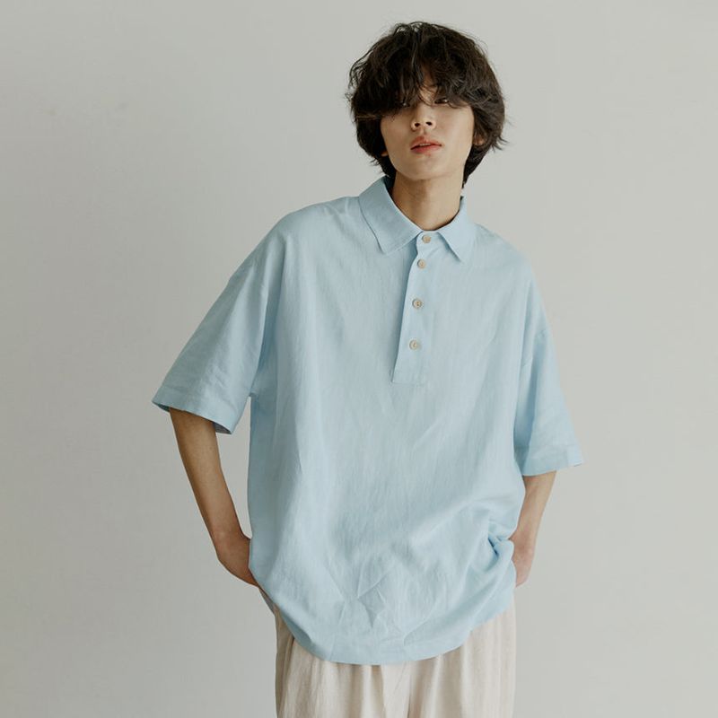 malen（マレン）の「unisex half henlyneck shirts sky blue（Tops）」