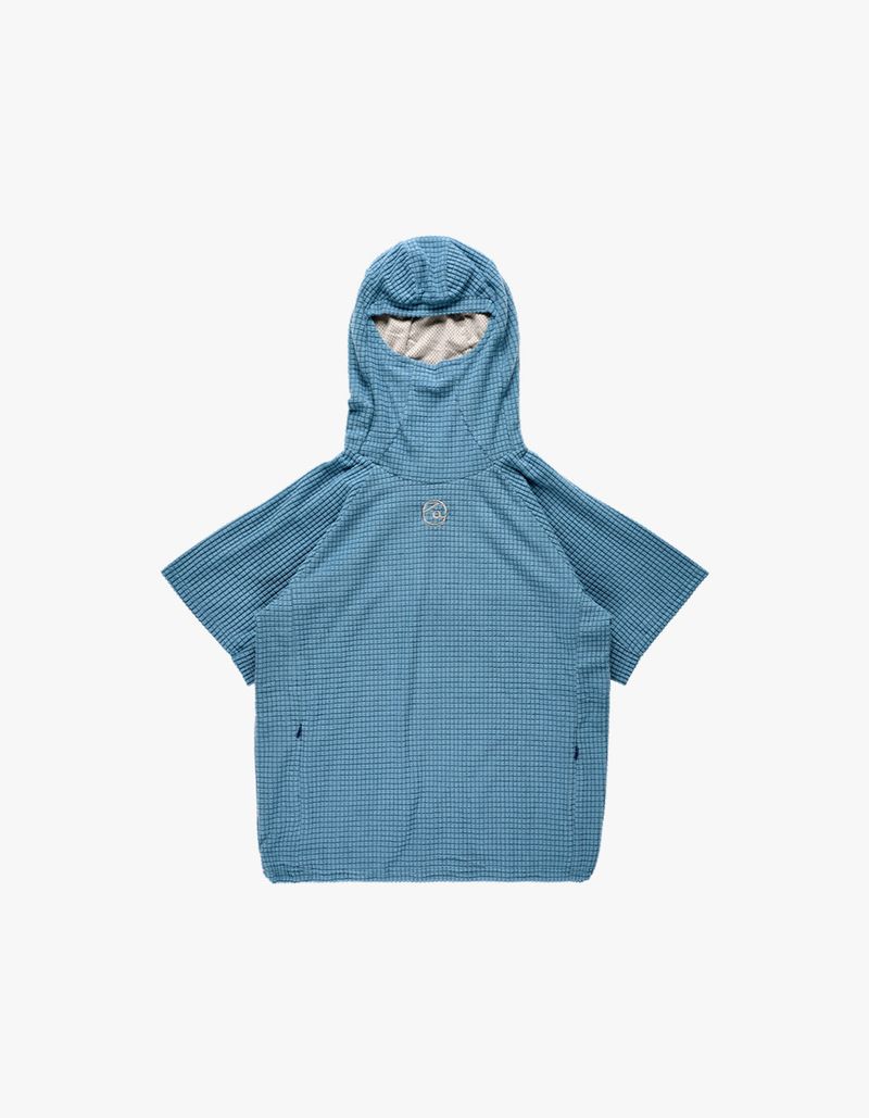 Waffle Balaclava Half Hoodie Blue