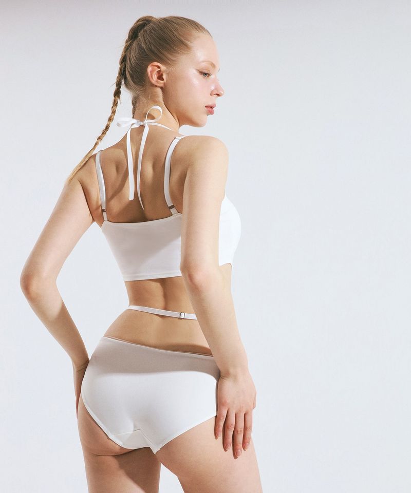 VINAJ(ビナジェイ)の「Back Ribbon Halter Cone Tube Top Bikini Bra (White)(Swimwear)」