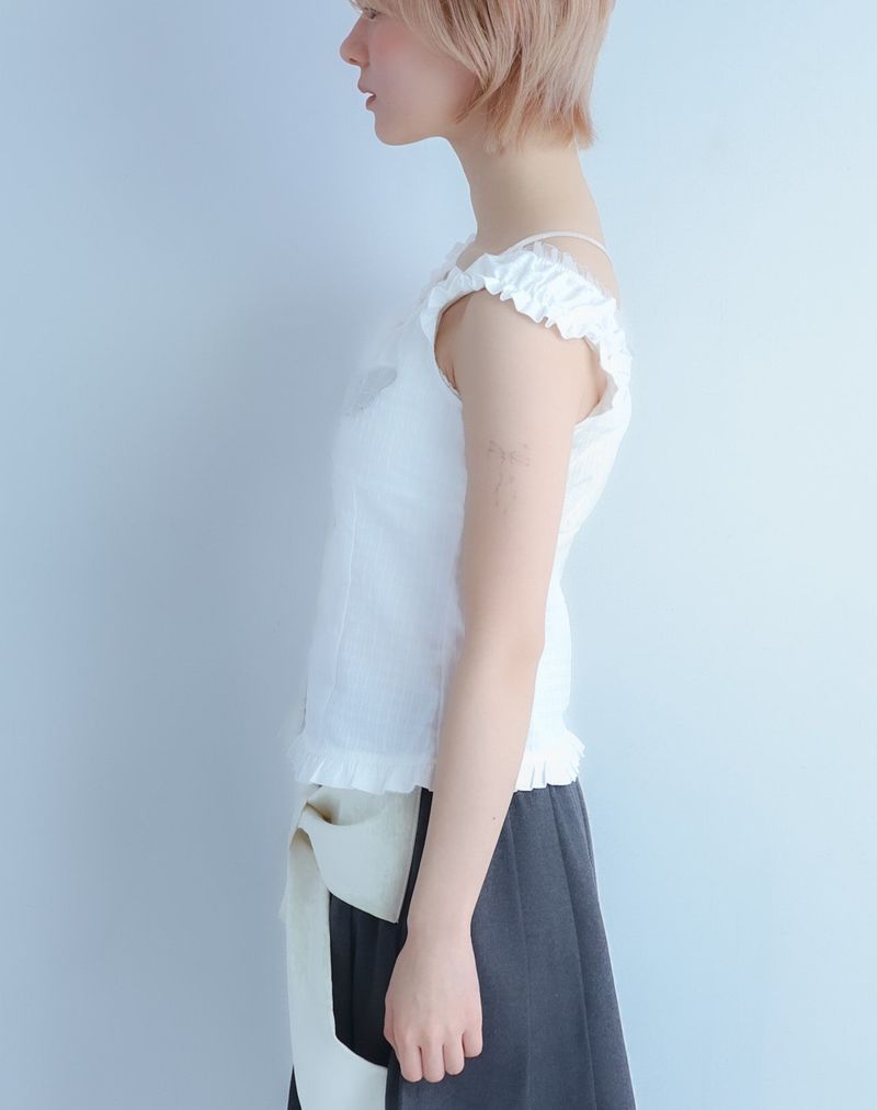 LMpatch frillblouse(white)