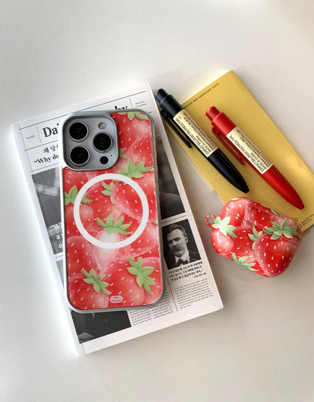 [MADE]レッドストロベリーシュガー シルバーエポキシ バンパー iPhoneケース MagSafe