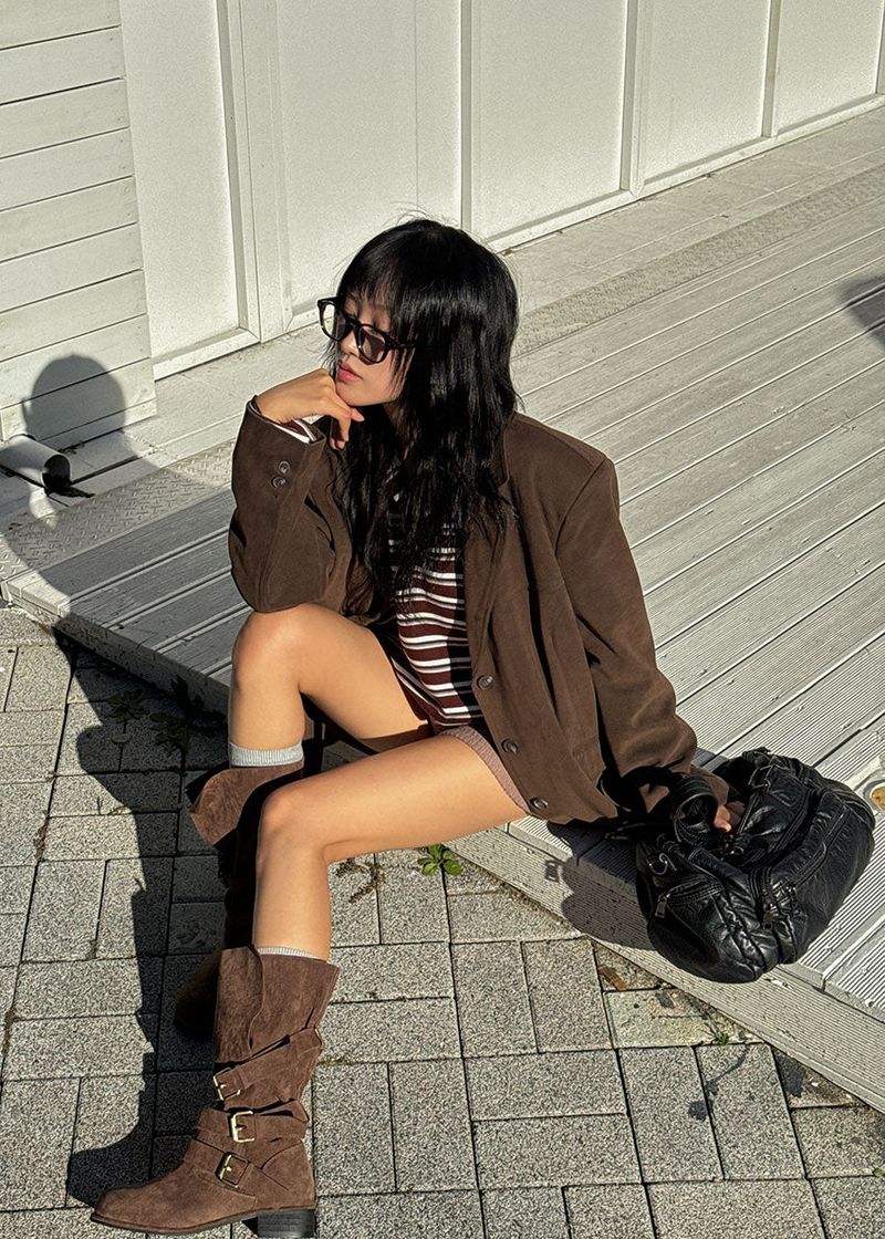 SUEDE BELT MIDDLE BOOTS