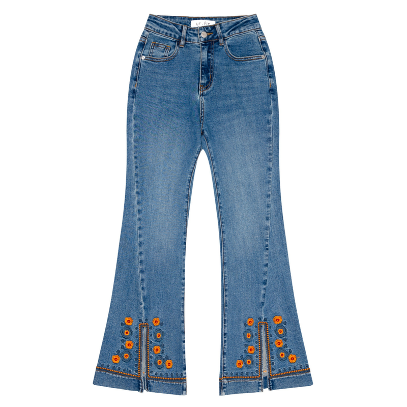 ur.fit(オールフィット)の「EMBROIDERED SPANDEX BOOTCUT DENIM PANTS code 18303(Pants)」