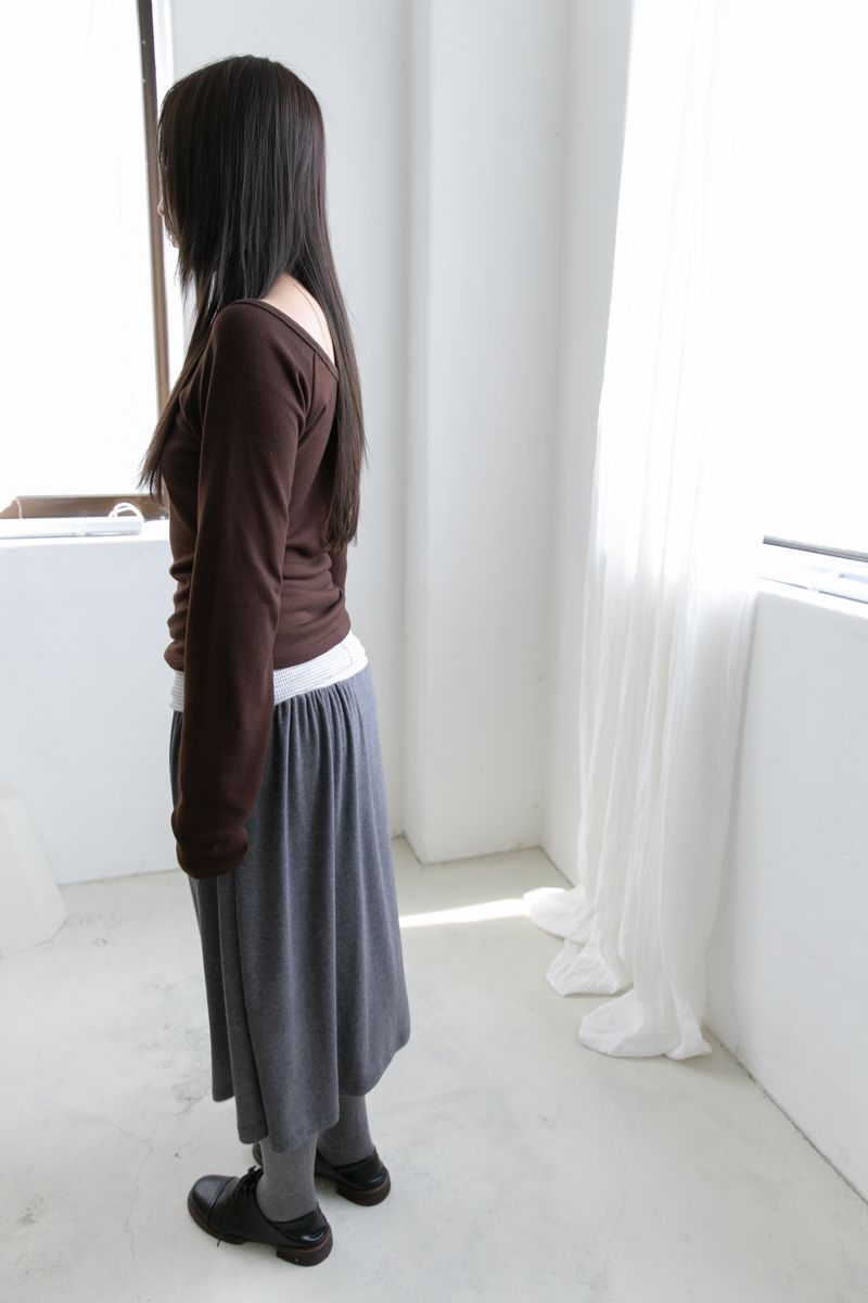 4 button deep neck long top(4colors)