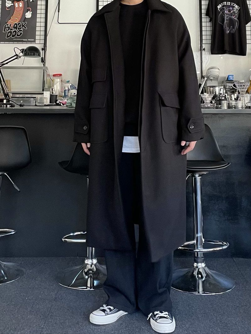 frang double pocket kara wool coat