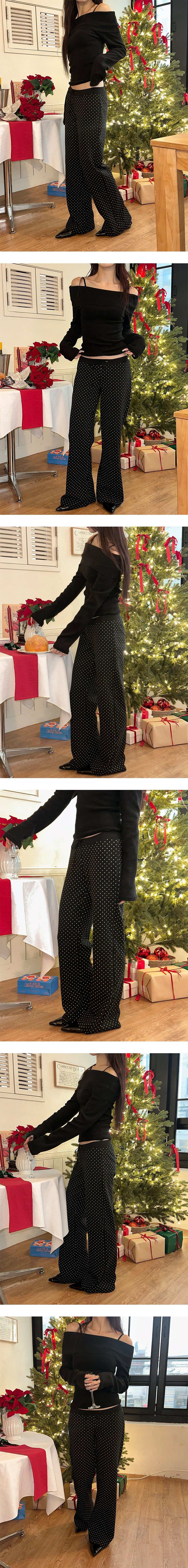 Dot row banding pants(3color)