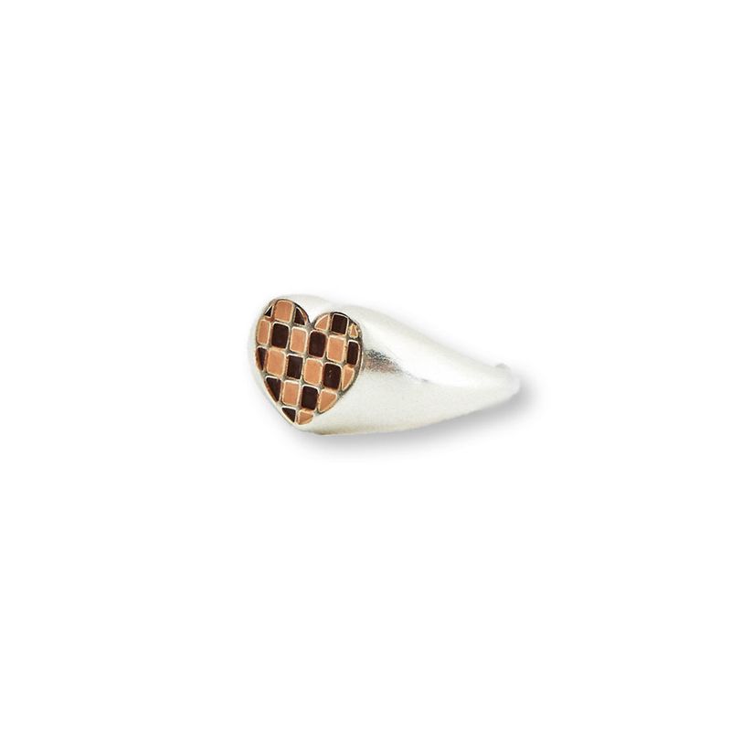 [925 SILVER] Check Heart Ring