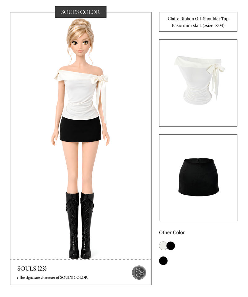 Claire Ribbon Off-Shoulder Top (2color)