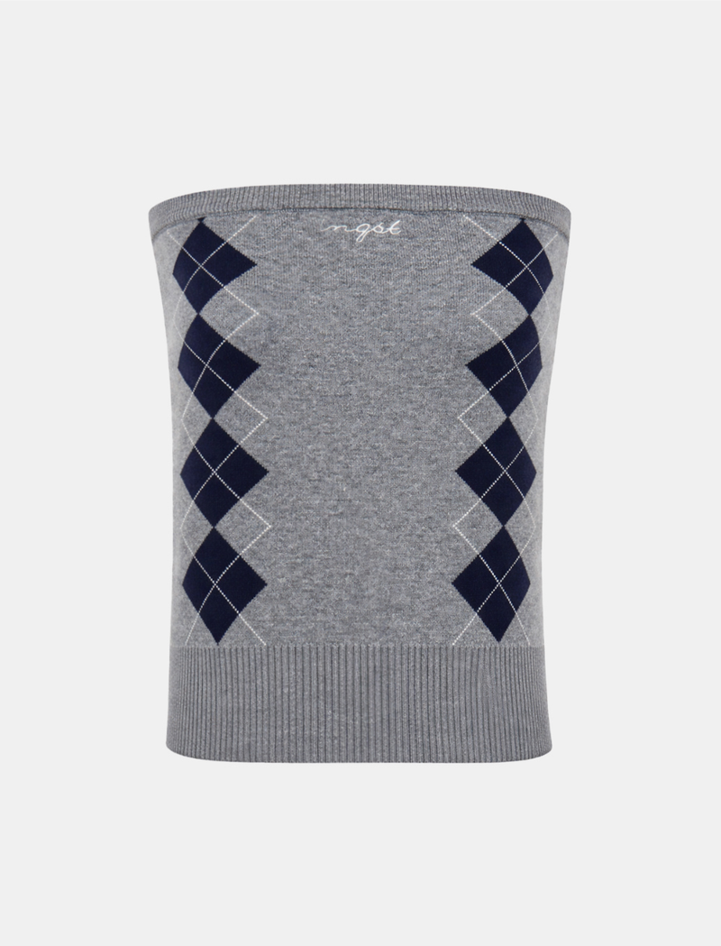 Classic Argyle Knit Tube Top