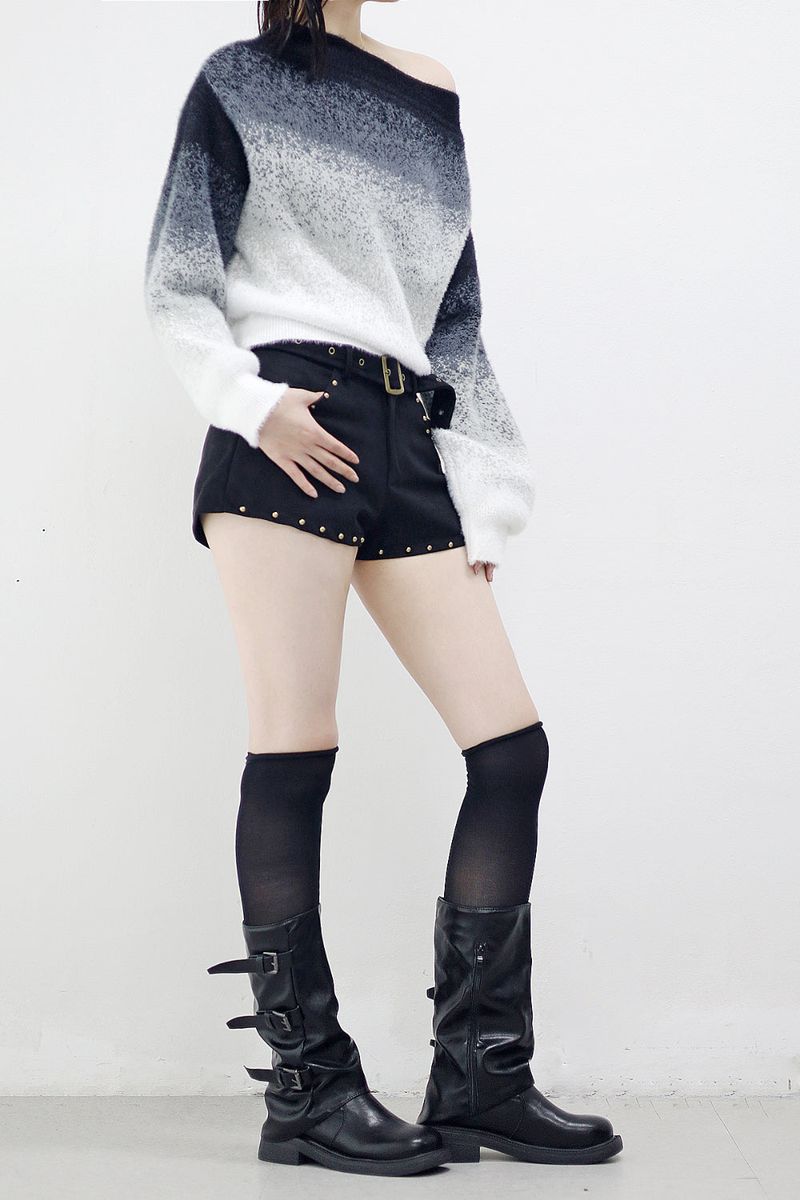 Baguette Suede Studded Shorts