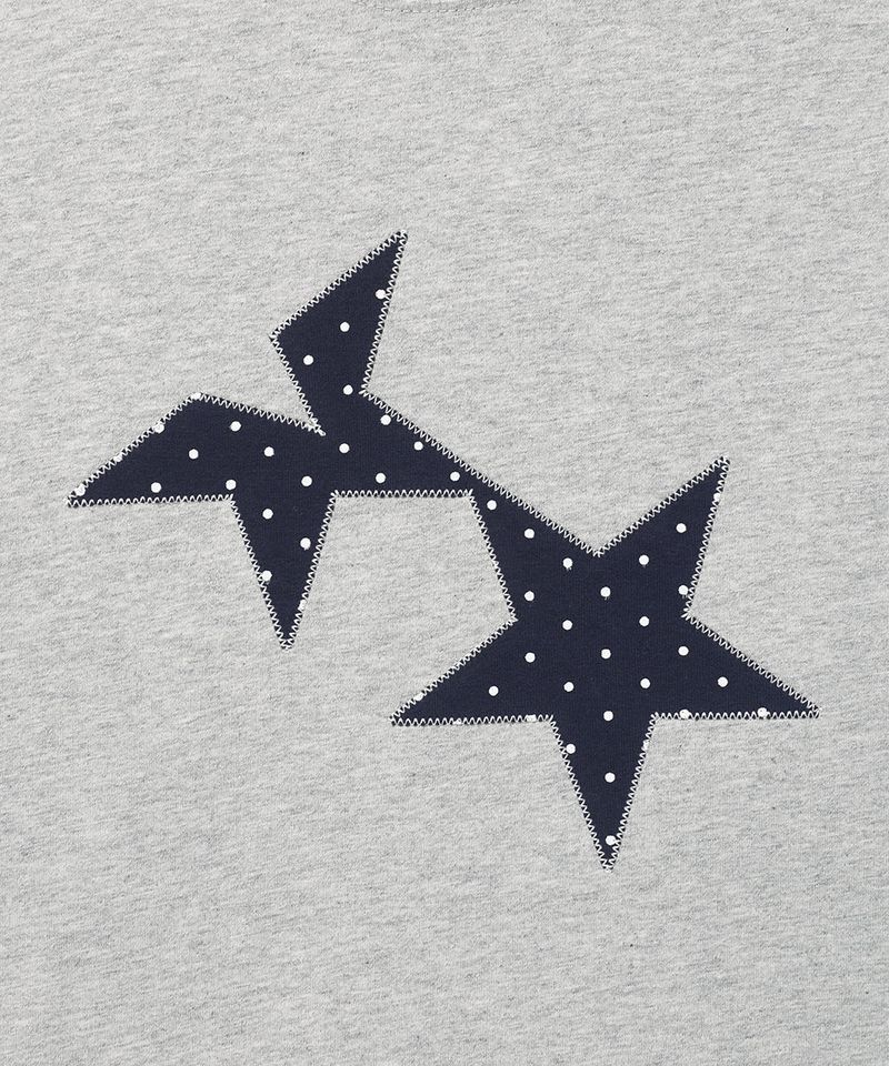 TWIN STAR DOT APPLIQUE LS TEE GREY(CV2GSUT556A)