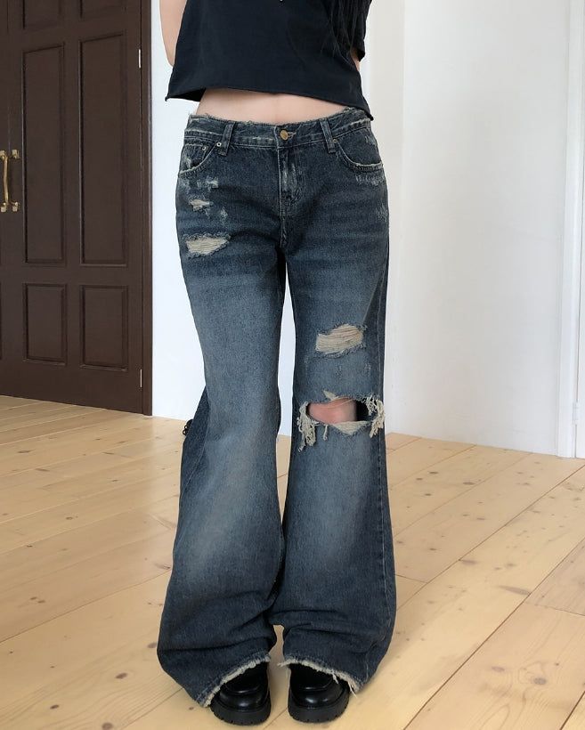 Tiu Damaged Bootcut Denim Pants