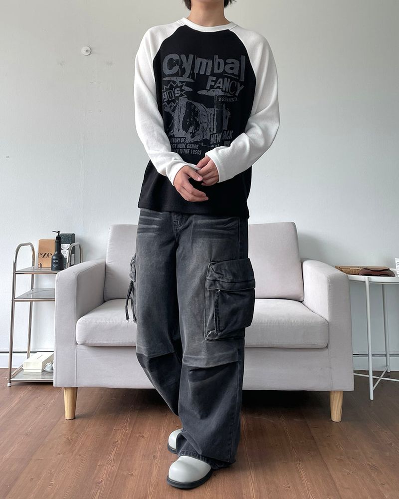 Fancy raglan knitwear T-shirt