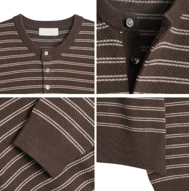 Lao Henley Neck Knit Long Sleeve