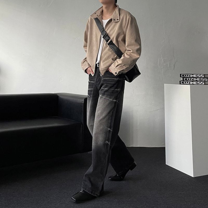 Chen Semi-cropped button suede jacket (3 colors)