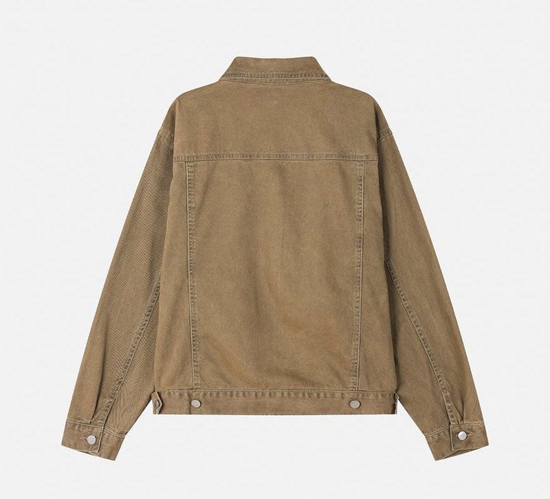 Rentto Basic Collar Zipper Loose Fit Cotton Jacket