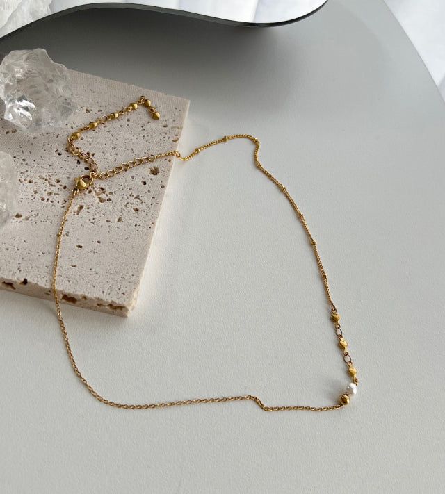 go Innocent pearl heart two-way y guest look necklace(Gold color)
