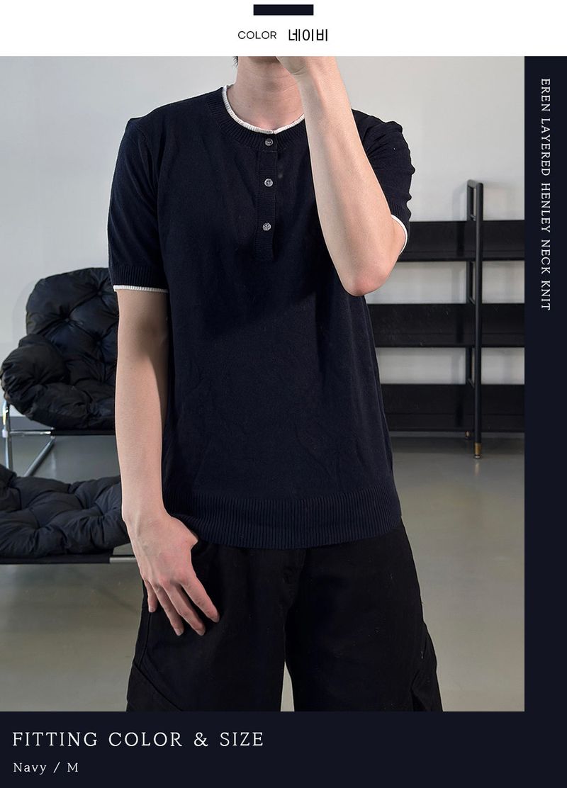 Eren Layered Henley Neck Knit