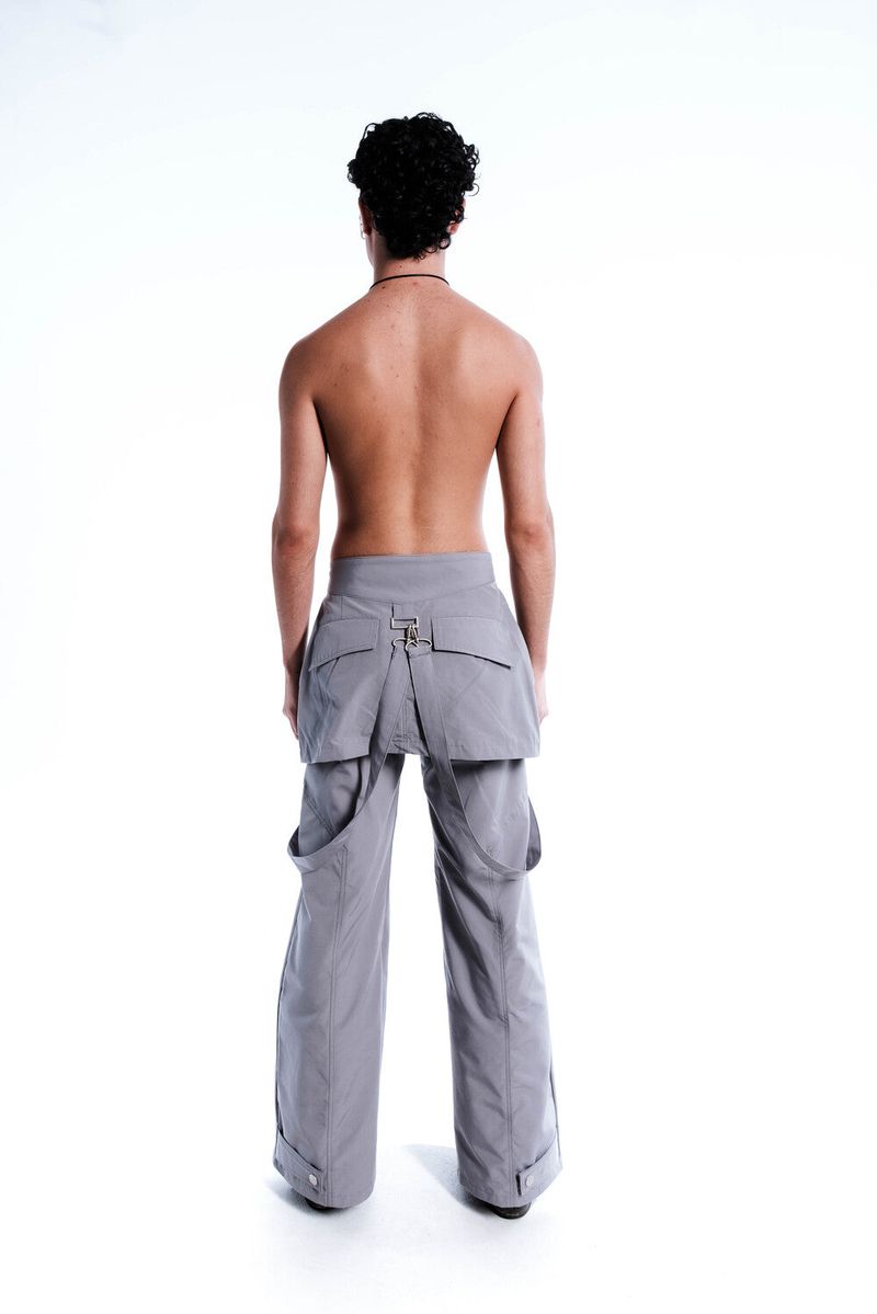 Ghost In The Shell Zip Pleat Pants (Grey & Dark Grey)