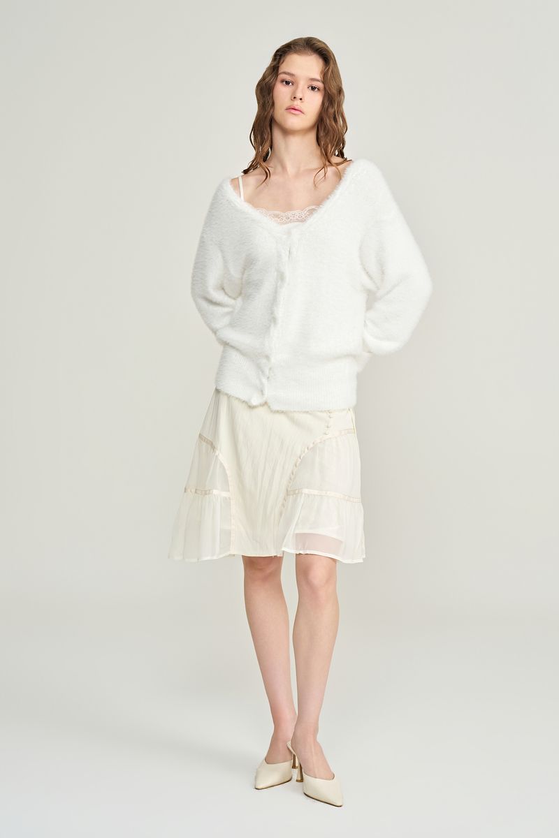 Souffle deep v-neck cardigan, Ivory
